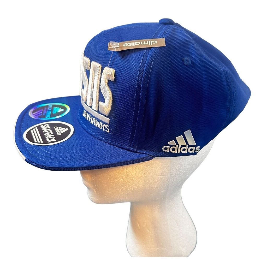 Kansas Jayhawks Adidas Blue Climalite Slouch Adjustable Strap Hat Cap - Picture 2 of 10